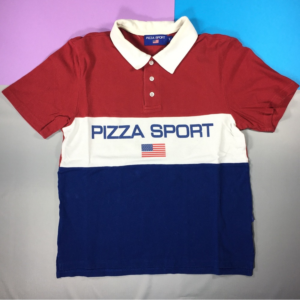 Pizza Sport Mens Small Preloved Collared Short Sleeve Shirt
